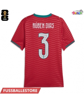 Günstige Portugal Ruben Dias #3 Heimtrikot Damen WM 2026 Kurzarm